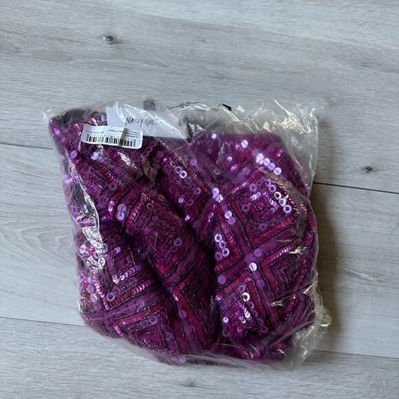 Nasty Gal Diamond Pattern Sequin Bodysuit Purple Size 10 NWT in packaging - Picture 5 of 6